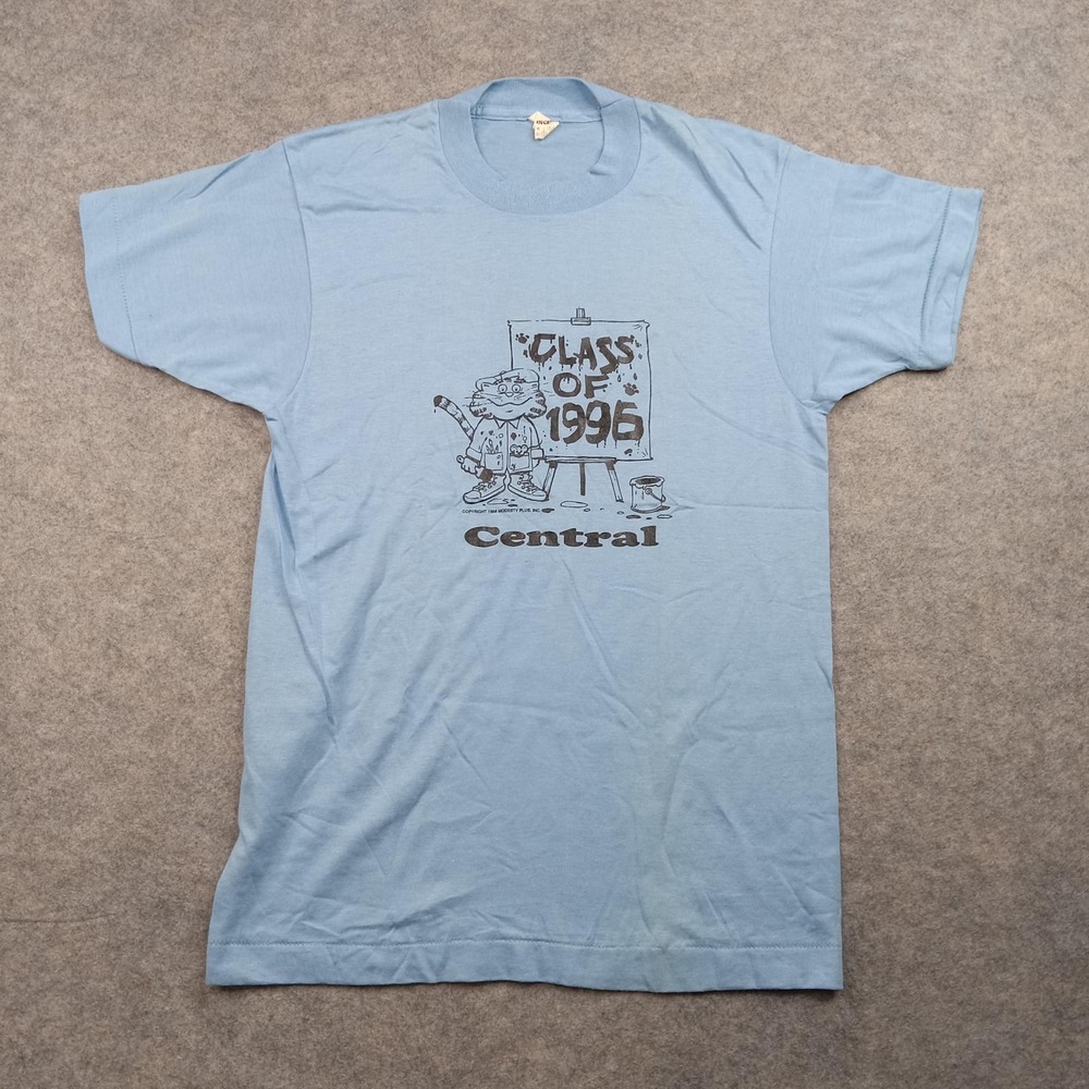 Vintage Screen Stars Shirt Mens Small Blue Class of 1996 Central Graphic Tee 90s